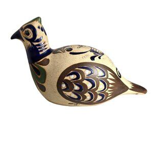 Vtg Large‎ Tonala Mexican Hand Painted Folk Art Quail Bird Pottery 17.5" Signed
